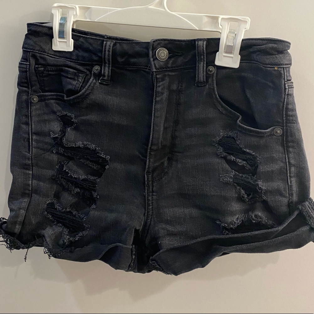 Black stretchy jean shorts